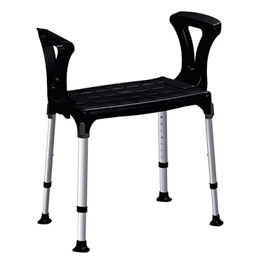 Adjustable polyethylene shower chair with armrests
