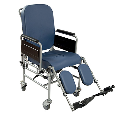 Padded commode - 100 mm wheels